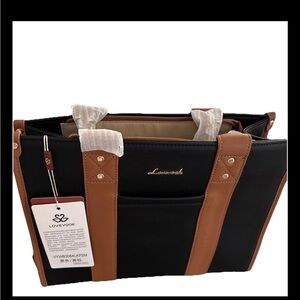 Lovevook Black and Tan 13 inch Laptop Bag